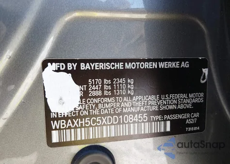 2013 BMW 528I xDrive from USA, damaged, VIN WBAXH5C5XDD108455
